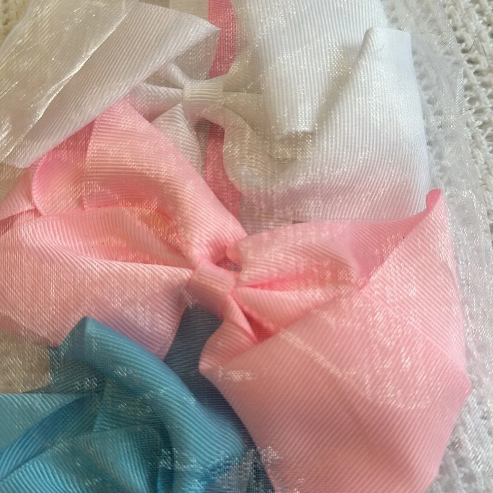Girls hair bows pack of 5 alligator‎ clip on holder